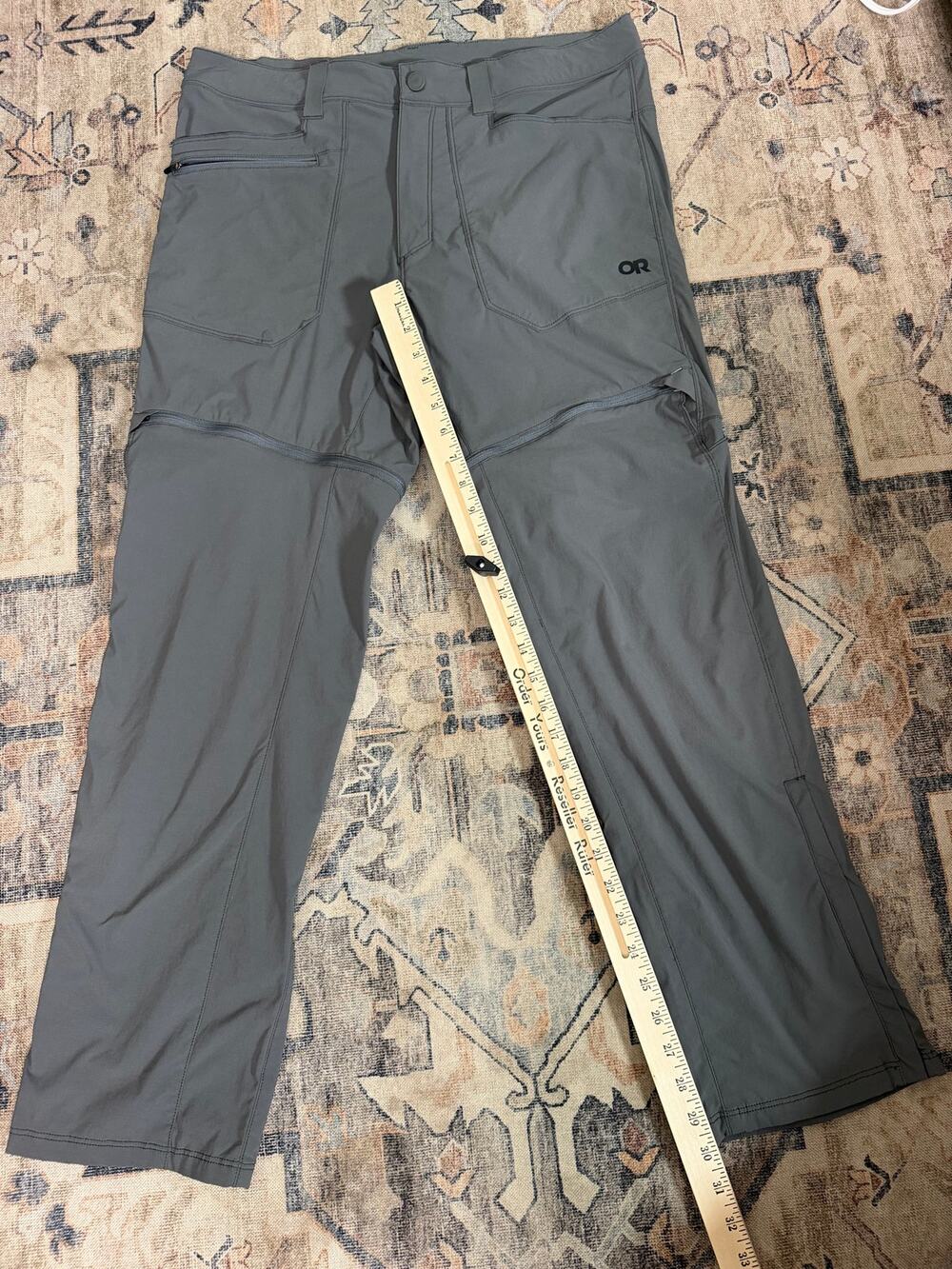 Outdoor Research Equinox Convertible Pants Mens 33x30 Flint Gray Zip Off Hiking